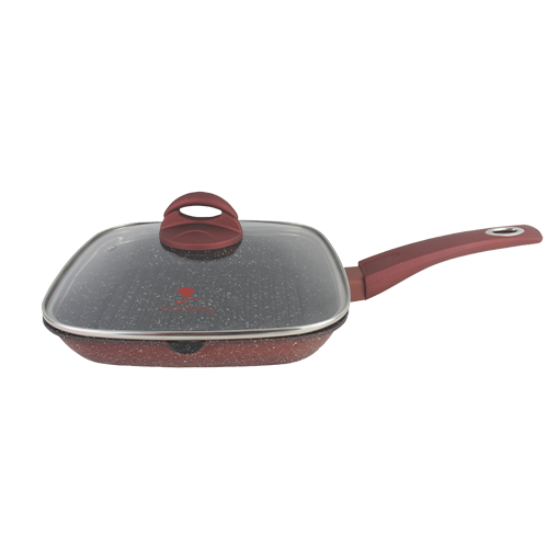 ბიო გრანიტის ტაფა-ქვაბი BERLLONG LAVA STONE RED RGF-28G