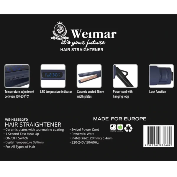 თმის უთო Weimar WE‑HS6532FD - Image 3