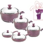 ბიო გრანიტის ქვაბებისა და ტაფების ნაკრები NATUREL NT10PC SET1 VIOLET