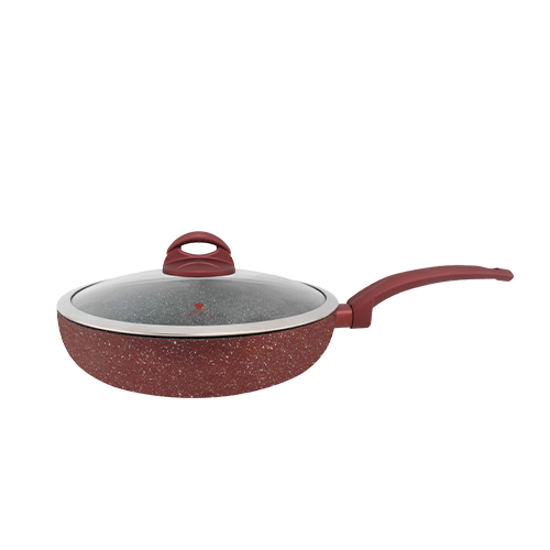 ბიო გრანიტის ტაფა-ქვაბი BERLLONG LAVA STONE RED RVF-20G