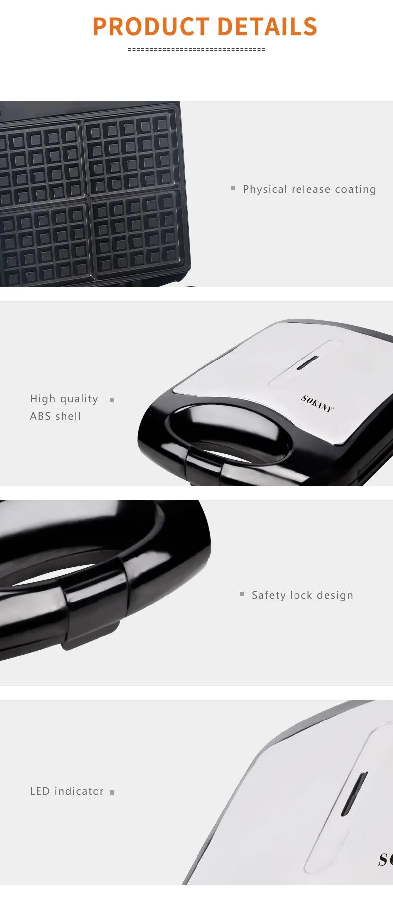 ბელგიური ვაფლის საცხობი Sokany SK-813 - Image 6