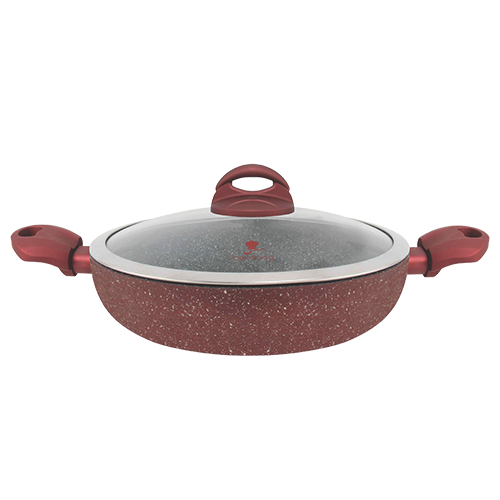 ბიო გრანიტის ტაფა-ქვაბი BERLLONG LAVA STONE RED RSSP-28G